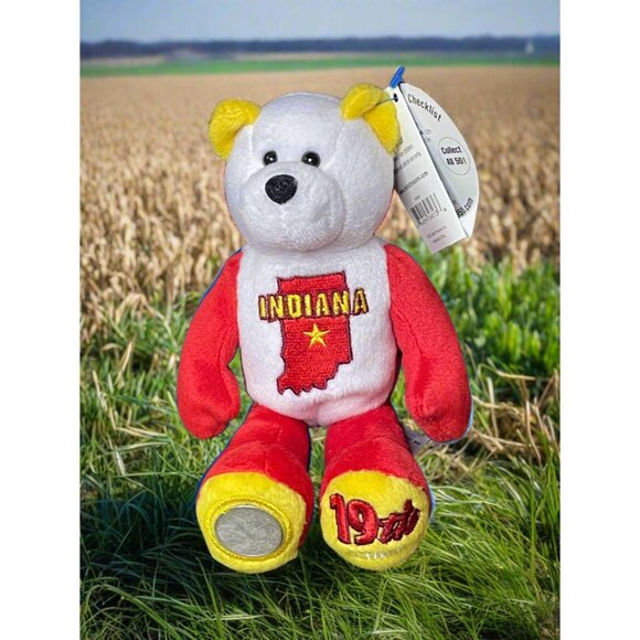 2002 Limited Treasures Indiana State Quarter Coin Bean Bear Plush - Picture 1 of 5